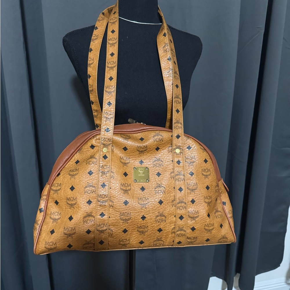 MCM Rare Large Cognac Monogram Visetos Tote with COA